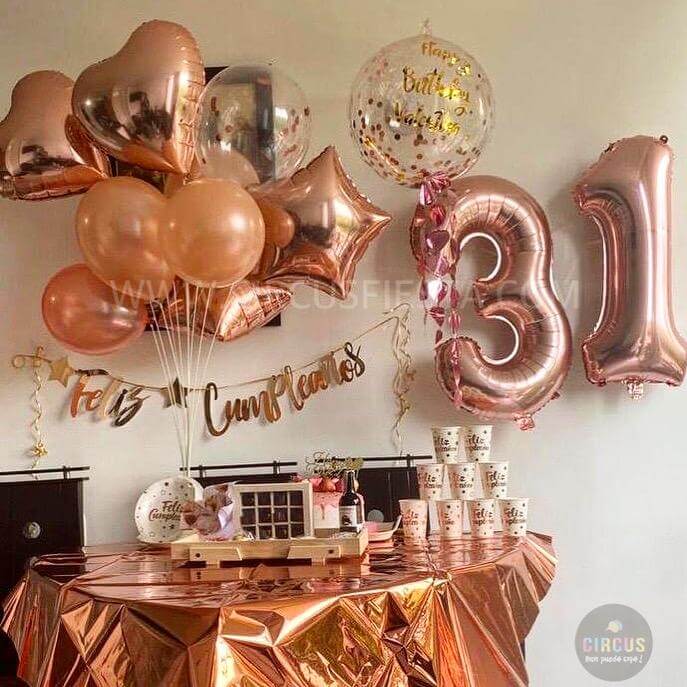  Kit oro rosa decoración cumpleaños