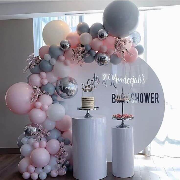 Decoraciones de fiesta de primera comunión para niñas, decoraciones de  fiesta de bautismo, kit de guirnalda de globos rosas con pancarta de globos